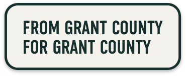 sticker reading "from grant county for grant county"