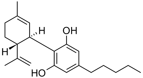 chemical structure diagram of CBD