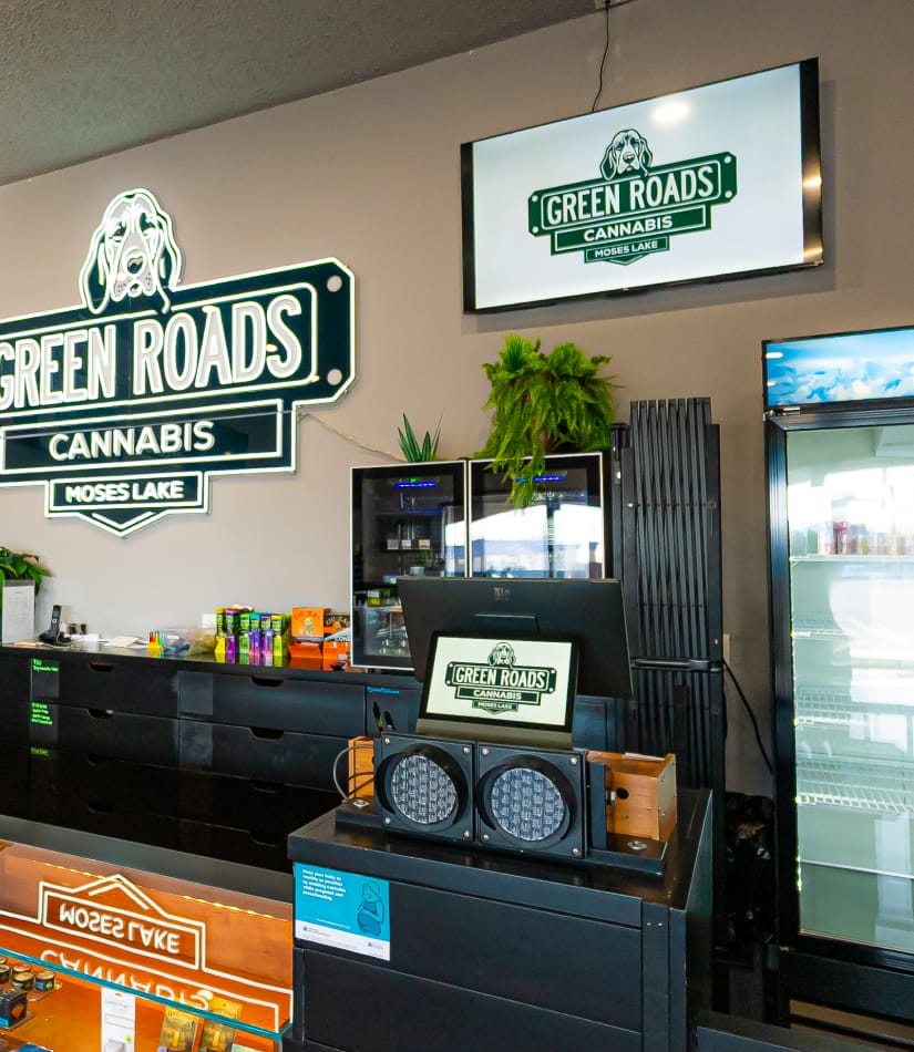dispensary checkout counter at green roads cannabis
